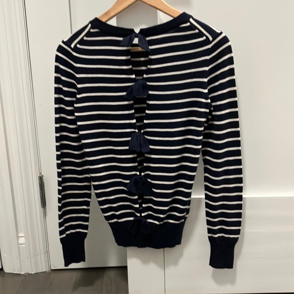 French Connection Striped Sweater with Open Back Bow Detail Size XS - Picture 3 of 5